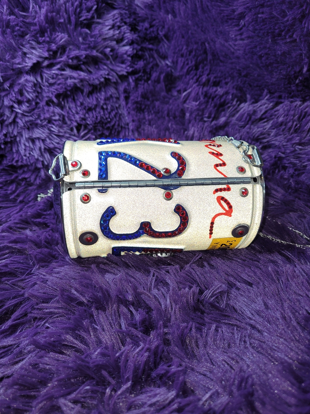 Ivory Sequin Accent Cylinder Shoulder Bag